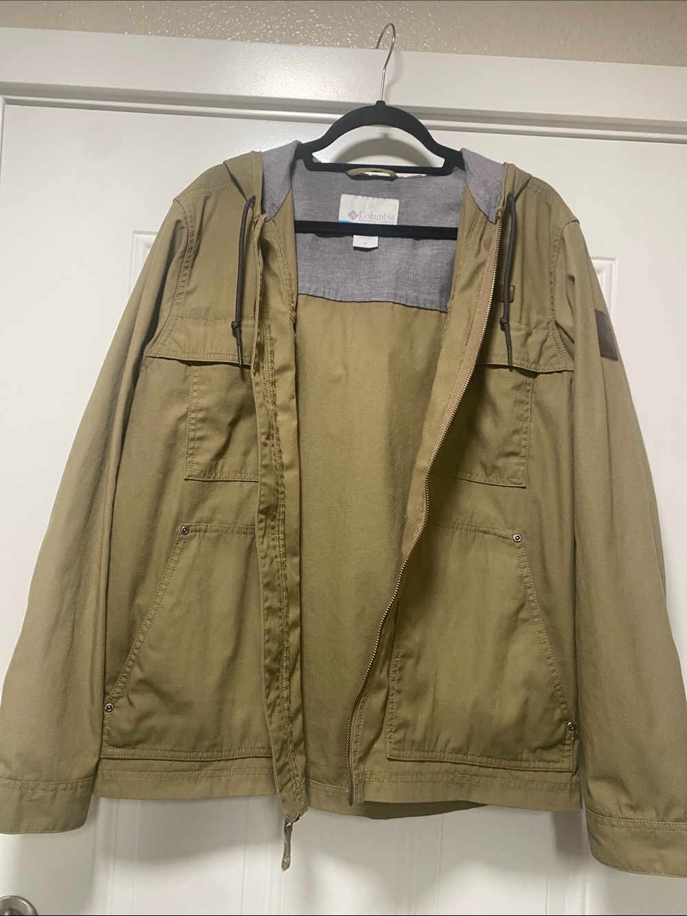 Columbia Men's Hooded Four Pocket Military Field Jacket Olive Green Size Medium - Picture 5 of 16